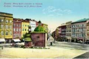 Hauptmarkt und St. Adalbert-Kirche in Krakau (1916 unter russischer Oberhoheit)