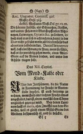 Das XII. Capitel. Vom Mond- Kalbe oder Kinde.