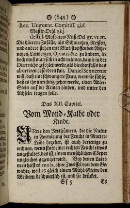 Das XII. Capitel. Vom Mond- Kalbe oder Kinde.