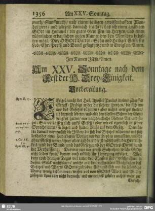 Am XXV. Sonntage nach dem Fest der H. Drey-Einigkeit