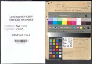 Entnazifizierung Paul Stadtfeld , geb. 08.05.1913 (Kaufmann)