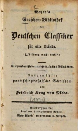 Ausgewählte poetisch-prosaische Schriften