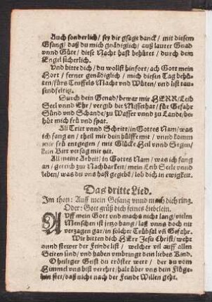 Das dritte Lied. Jm thon: Auff mein Gesang vnnd mach dich ring. Oder: Gott grüß dich feines Liebelein.