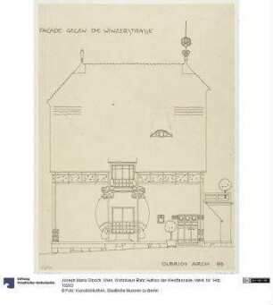 Wien, Wohnhaus Bahr, Aufriss der Westfassade