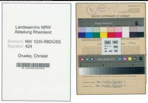 Entnazifizierung Christel Drueke , geb. 23.09.1920 (Sekretaerin)