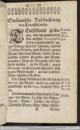 Sum[m]arische Beschreibung des Teutschlands