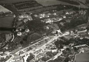 Bad Gottleuba. Stadtzentrum und Sanatorium. Luftbild-Schrägaufnahme von Südosten
