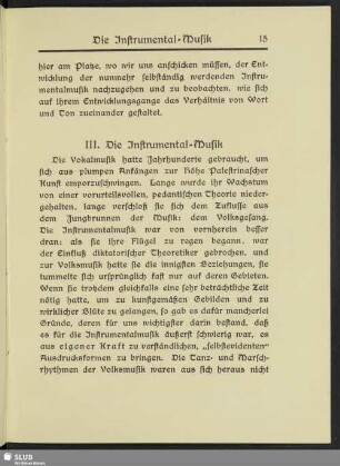 III. Die Instrumental-Musik