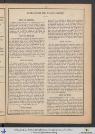 Almanach de l'Agronome.