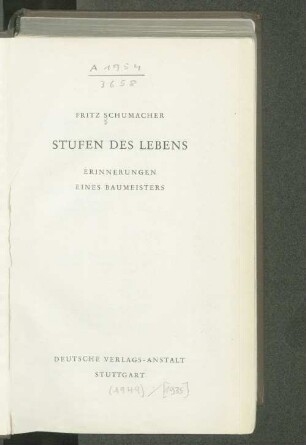 Stufen des Lebens : Erinnerungen eines Baumeisters