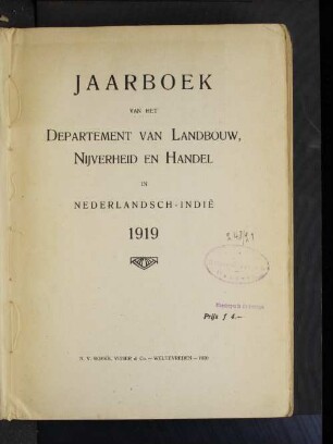 1919(1920): Jaarboek van het Department van Landbouw, Nijverheid en Handel in Nederlandsch-Indië