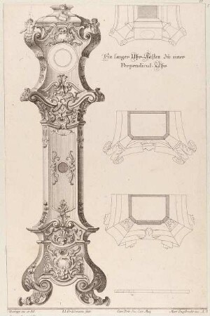 Grund- und Aufriss einer Standuhr