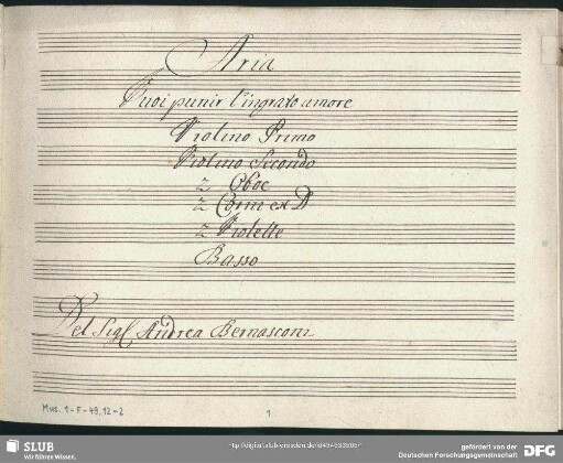 Adriano in Siria. Excerpts - Mus.1-F-49,12-2 : S, orch, b