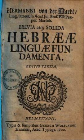 Brevia atque solida Hebraeae linguae fundementa