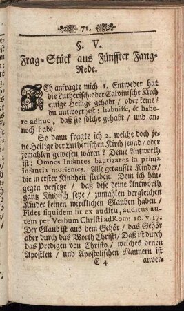 §. V. Frag-Stück aus Fünffter Fang-Rede.