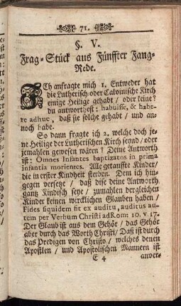 §. V. Frag-Stück aus Fünffter Fang-Rede.