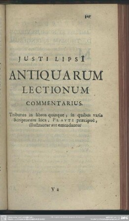 Justi Lipsi Antiquarum Lectionum Commentarius