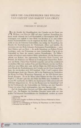 Über die Galeriebilder des Willem van Haecht und Barent von Orley