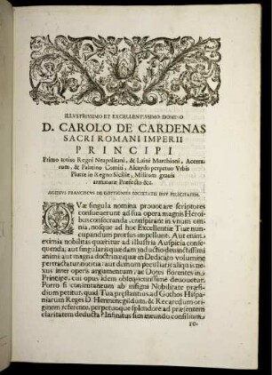D. Carolo De Cardenas Sacri Romani Imperii principi.