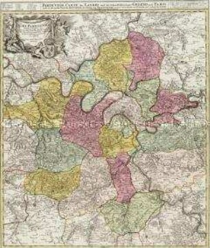 Agri Parisiensis. Nebentitel: Particulir Carte des Landes und der Schön-Weltberuhmten Gegend umb Paris