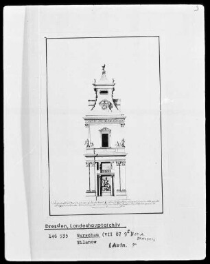Warschau, Schloß Wilanow, Aufriß eines Turmes