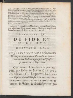 Articulus IX. De Fide Et Operibus.