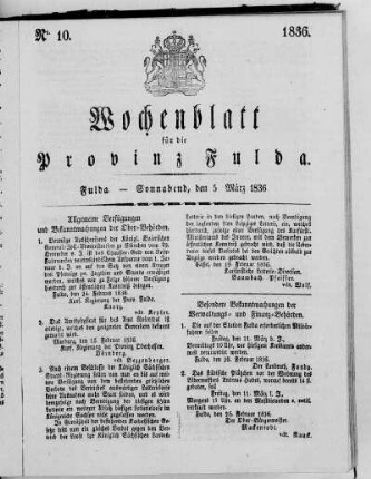 Nr. 10, Ausgabe vom 5. März 1836