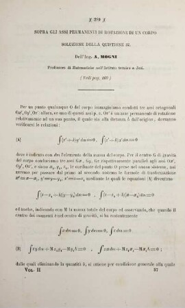 Sopra gli assi permanenti di rotazione di un corpo.