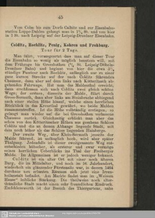 Colditz, Rochlitz, Penig, Kohren und Frohburg