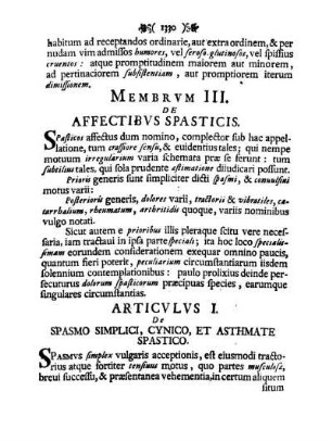 Membrvm III. De Affectibvs Spasticis.