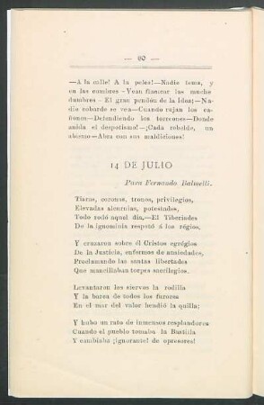 14 de julio : Para Fernando Balmelli