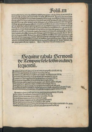 Sequitur tabula Sermonum de Tempore sese secundum ordinem sequentium.