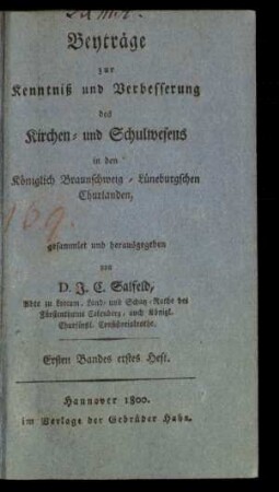 Ersten Bandes erstes Heft