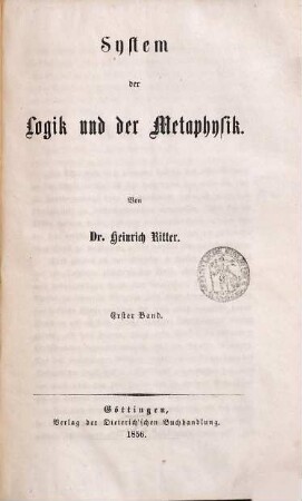 System der Logik und der Metaphysik, 1