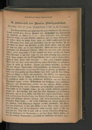 IV. Jahresfest der Basler Bibelgesellschaft.