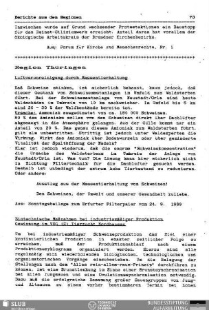 Luftverunreinigung durch Massentierhaltung : Region Thüringen