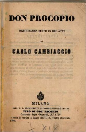 Don Procopio : melodramma buffo in due atti