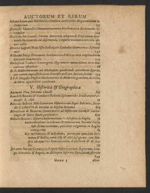 V. Historica et Geographica