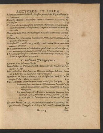 V. Historica et Geographica