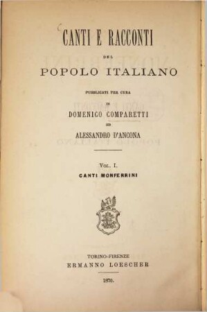 Canti e racconti del popolo Italiano, 1. Canti popolari Monferrini