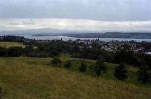 Überlingen: Fernblick von der B 31 auf See - Säntis