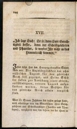 244-254, XVII. "Ich sage Euch: Es sei denn Eure Gerechtigkeit besser, ...