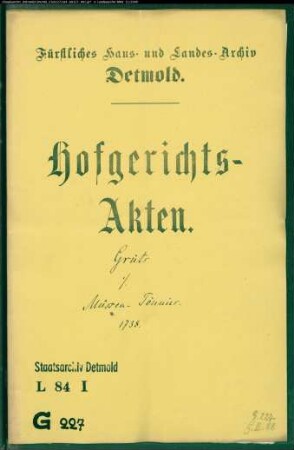 Grüts, Anna Ilsabein zu Horn gegen Müssen Tönies Erben - Schuldforderung