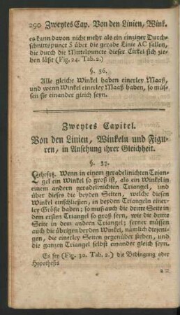 Zweytes Capitel. Von den Linien, Winkeln, und Figuren in Ansehung ihrer Gleichheit.