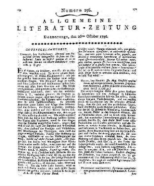 Schreber, J. C. D.: Die Säugthiere in Abbildungen nach der Natur mit Beschreibungen. [Erlangen: Walther] 1785 Rezension unter dem Titel: Der Säugthiere V Theil, XL, XLI (beide zusammen) XLII und XLIII Heft