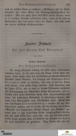 Zweiter Abschnitt. Die Zeit Herzog Carl Alexanders.