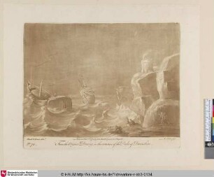 [Seesturm mit Schiffbruch; Scene of a Shipwreck, with rocks and a Castle]