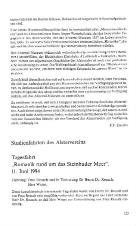 Studienfahrten des Alstervereins