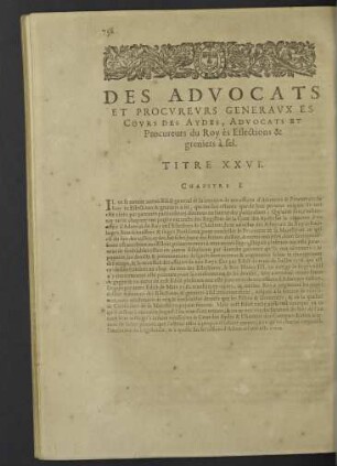 Des advocats et procureurs generaux... Titre XXVI.