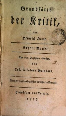 Grundsätze der Kritik, 1